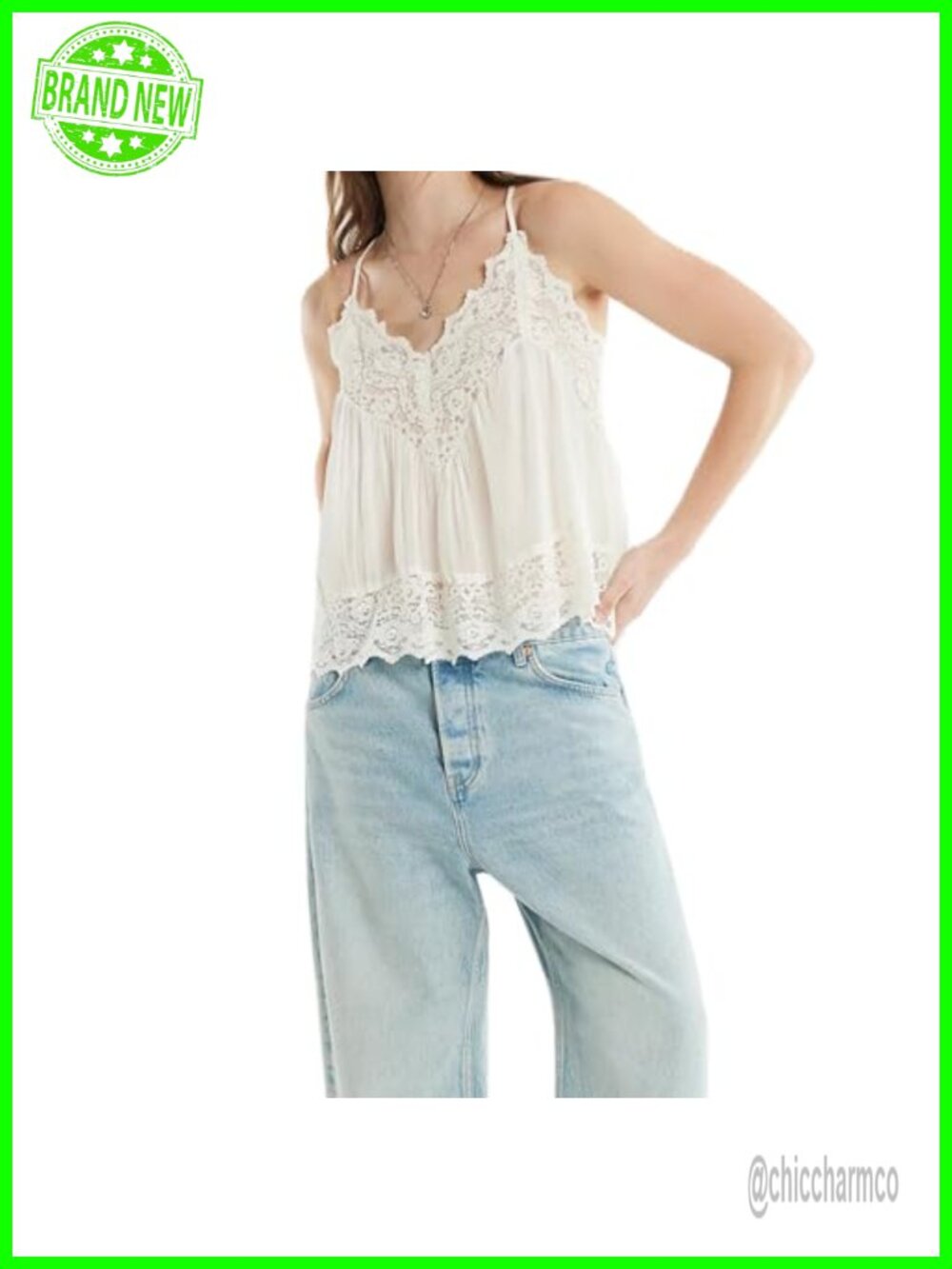 Womens Y2K Lace Trim Cami Top Sheer Ruffle Hem Flowy V Neck Sleeveless